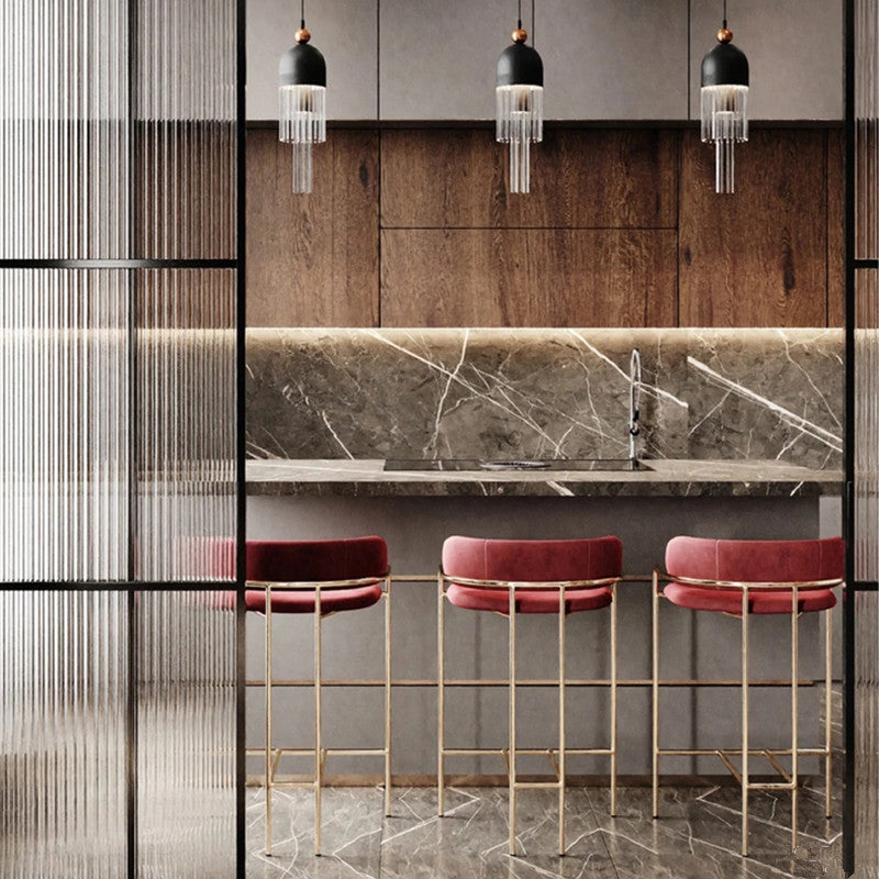 29.53" Glam Bar and Counter Stool Low Back Stool with 4 Metal Legs