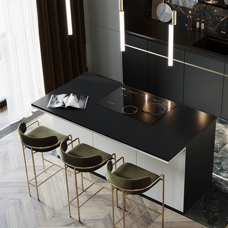 29.53" Glam Bar and Counter Stool Low Back Stool with 4 Metal Legs