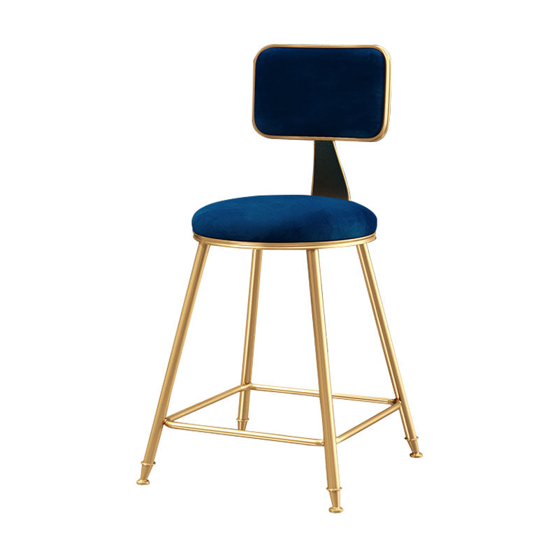 Glam Round Bar and Counter Stool Low Back Stool with 4 Legs in Gold