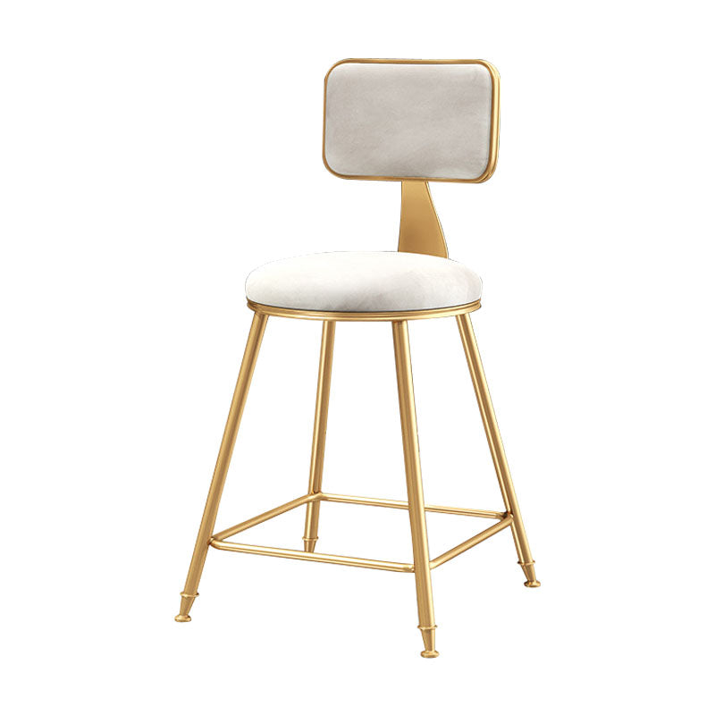 Glam Round Bar and Counter Stool Low Back Stool with 4 Legs in Gold