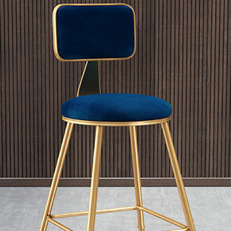 Glam Round Bar and Counter Stool Low Back Stool with 4 Legs in Gold