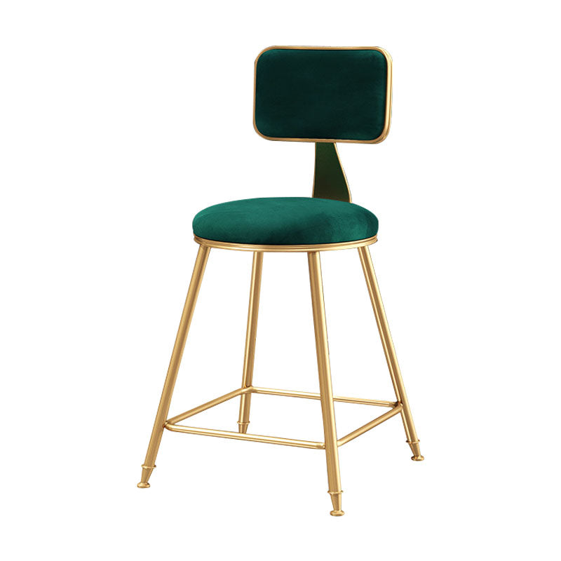 Glam Round Bar and Counter Stool Low Back Stool with 4 Legs in Gold