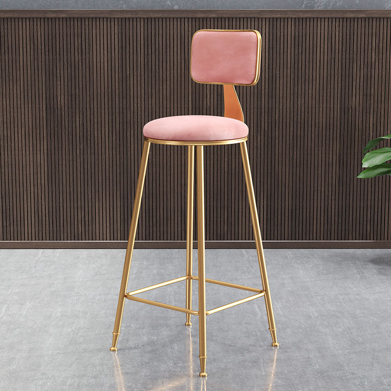 Glam Round Bar and Counter Stool Low Back Stool with 4 Legs in Gold
