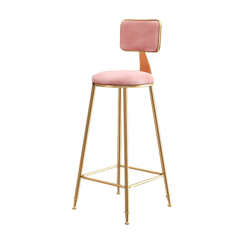 Glam Round Bar and Counter Stool Low Back Stool with 4 Legs in Gold