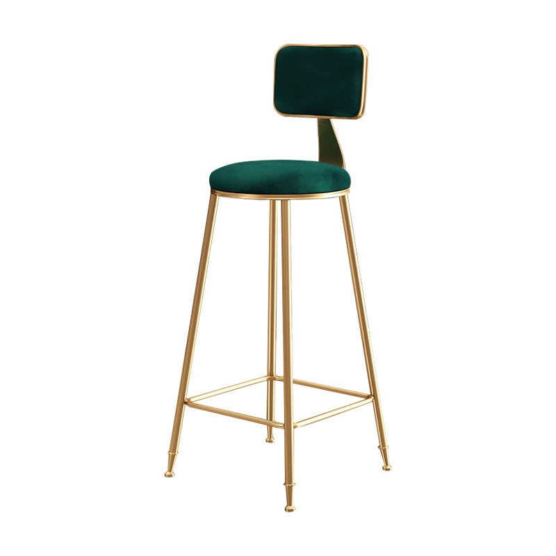 Glam Round Bar and Counter Stool Low Back Stool with 4 Legs in Gold