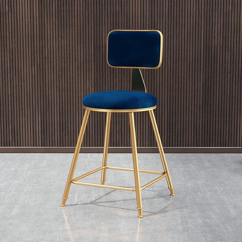 Glam Round Bar and Counter Stool Low Back Stool with 4 Legs in Gold