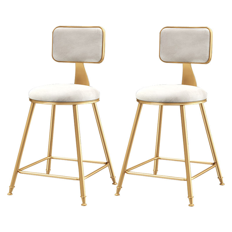 Glam Round Bar and Counter Stool Low Back Stool with 4 Legs in Gold