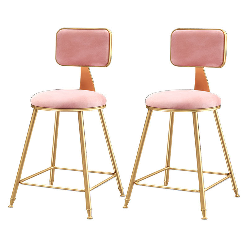 Glam Round Bar and Counter Stool Low Back Stool with 4 Legs in Gold