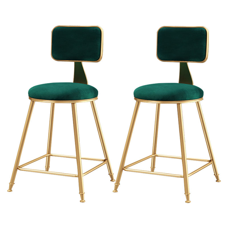 Glam Round Bar and Counter Stool Low Back Stool with 4 Legs in Gold