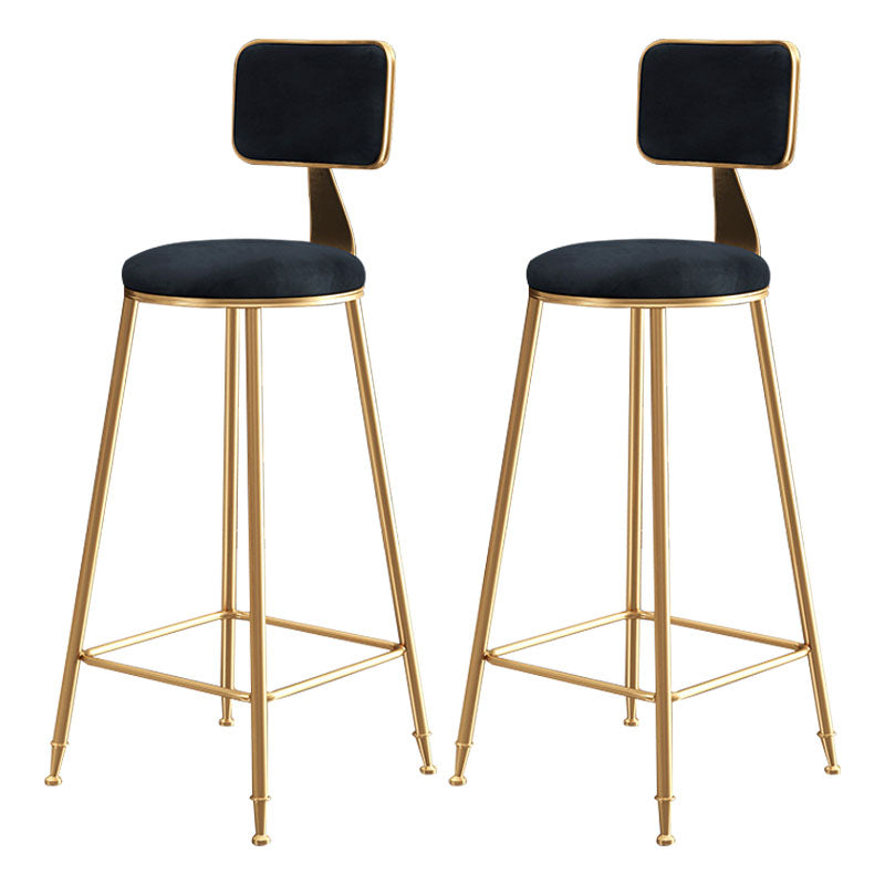 Glam Round Bar and Counter Stool Low Back Stool with 4 Legs in Gold