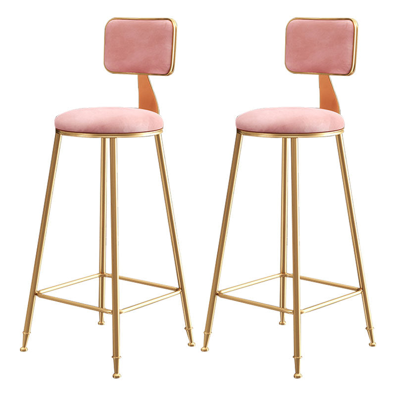 Glam Round Bar and Counter Stool Low Back Stool with 4 Legs in Gold