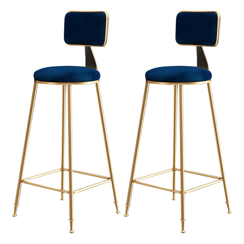 Glam Round Bar and Counter Stool Low Back Stool with 4 Legs in Gold