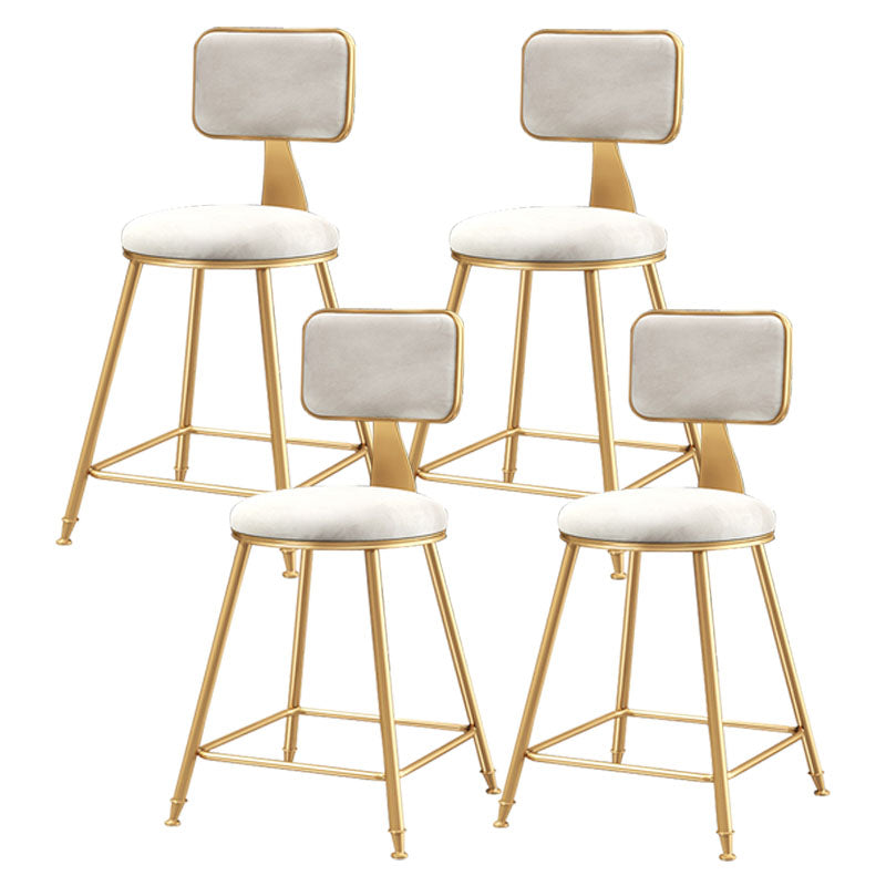 Glam Round Bar and Counter Stool Low Back Stool with 4 Legs in Gold