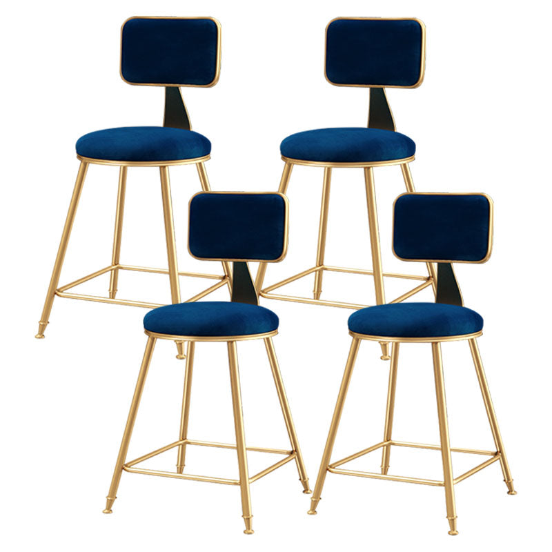 Glam Round Bar and Counter Stool Low Back Stool with 4 Legs in Gold