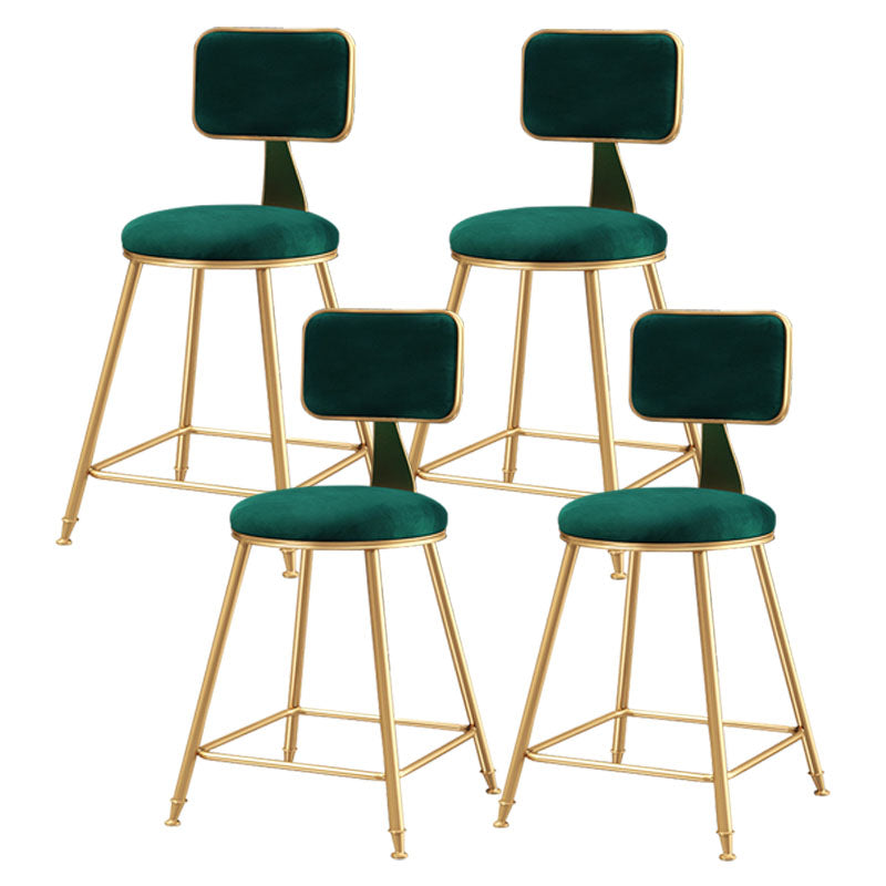 Glam Round Bar and Counter Stool Low Back Stool with 4 Legs in Gold
