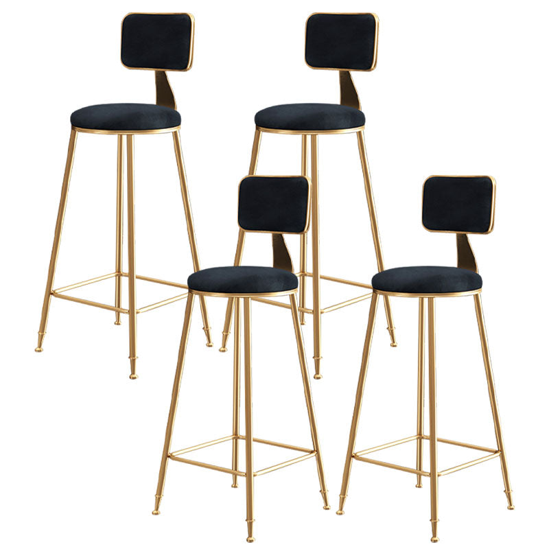 Glam Round Bar and Counter Stool Low Back Stool with 4 Legs in Gold