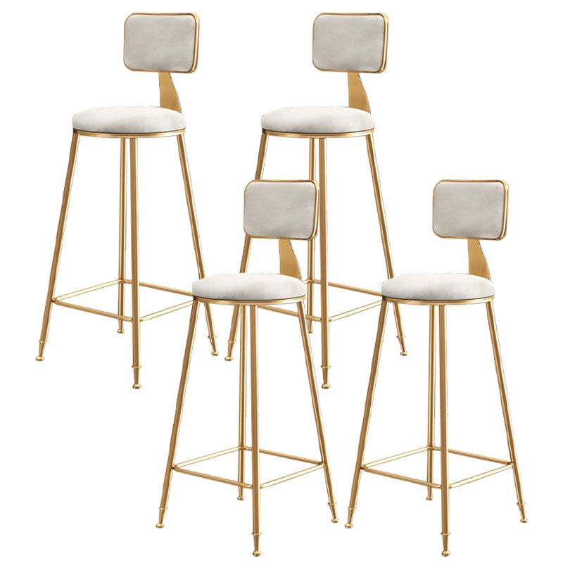 Glam Round Bar and Counter Stool Low Back Stool with 4 Legs in Gold