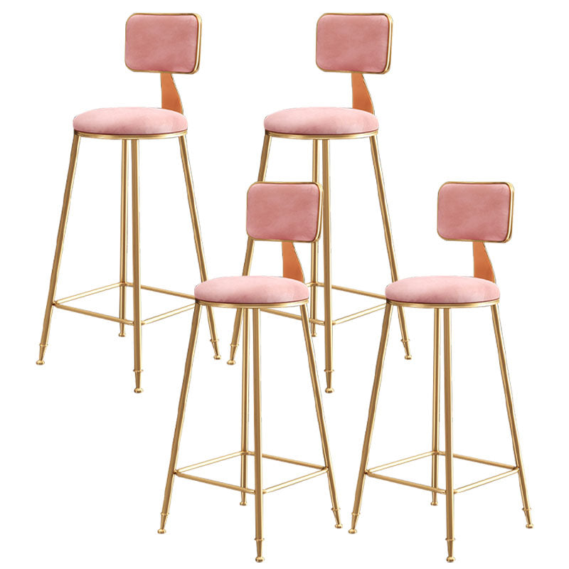 Glam Round Bar and Counter Stool Low Back Stool with 4 Legs in Gold