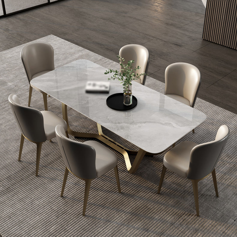 Luxury Sintered Stone Dining Set Rectangle 1/2/5/6/7 Pieces Dining Table with Chairs