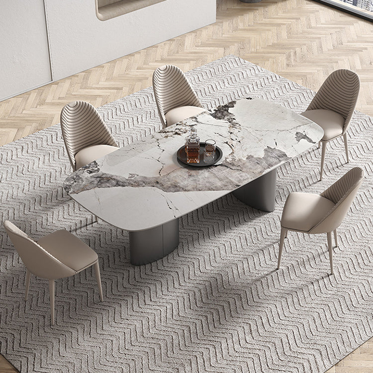 Modern Sintered Stone Top Dining Set Rectangle 1/4/5/6 Pieces Dining Table with Chairs