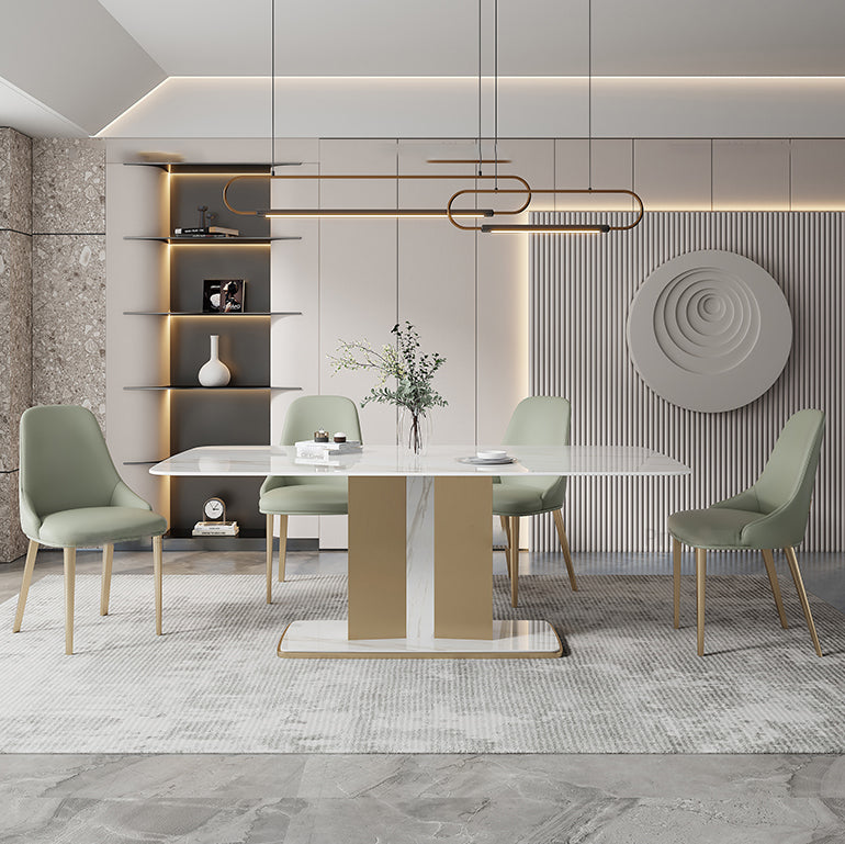 Designer Style Sintered Stone Top Dining Set Rectangle 1/2/5/6 Pieces Table with Chairs