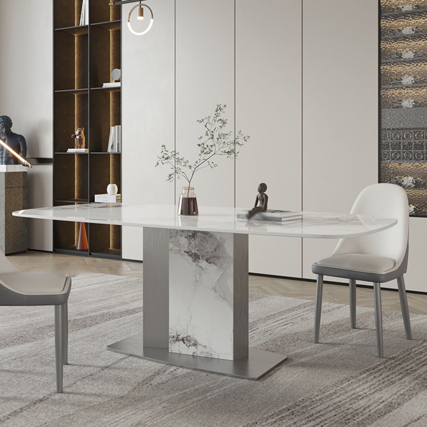 Designer Style Sintered Stone Top Dining Set E 1/2/3/5/7 Pieces Dining Table with Chairs