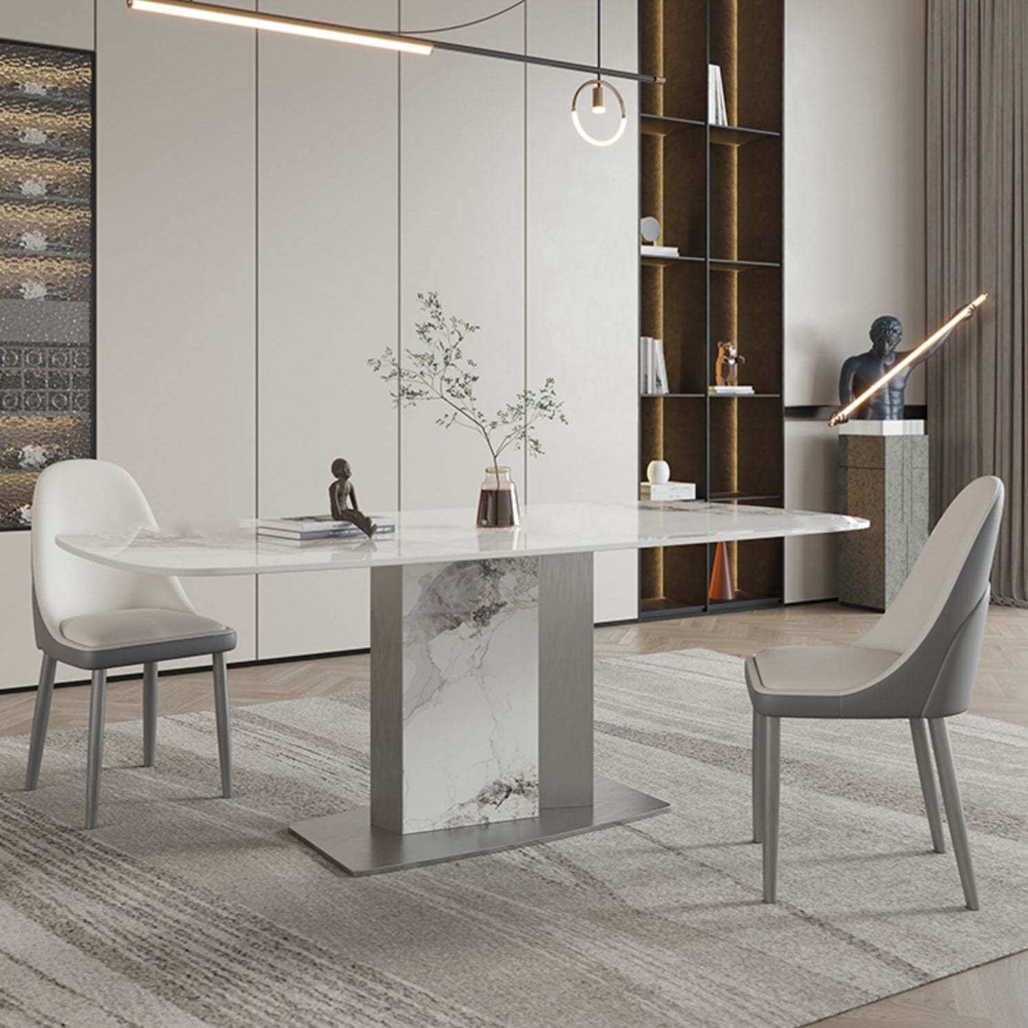 Designer Style Sintered Stone Top Dining Set E 1/2/3/5/7 Pieces Dining Table with Chairs