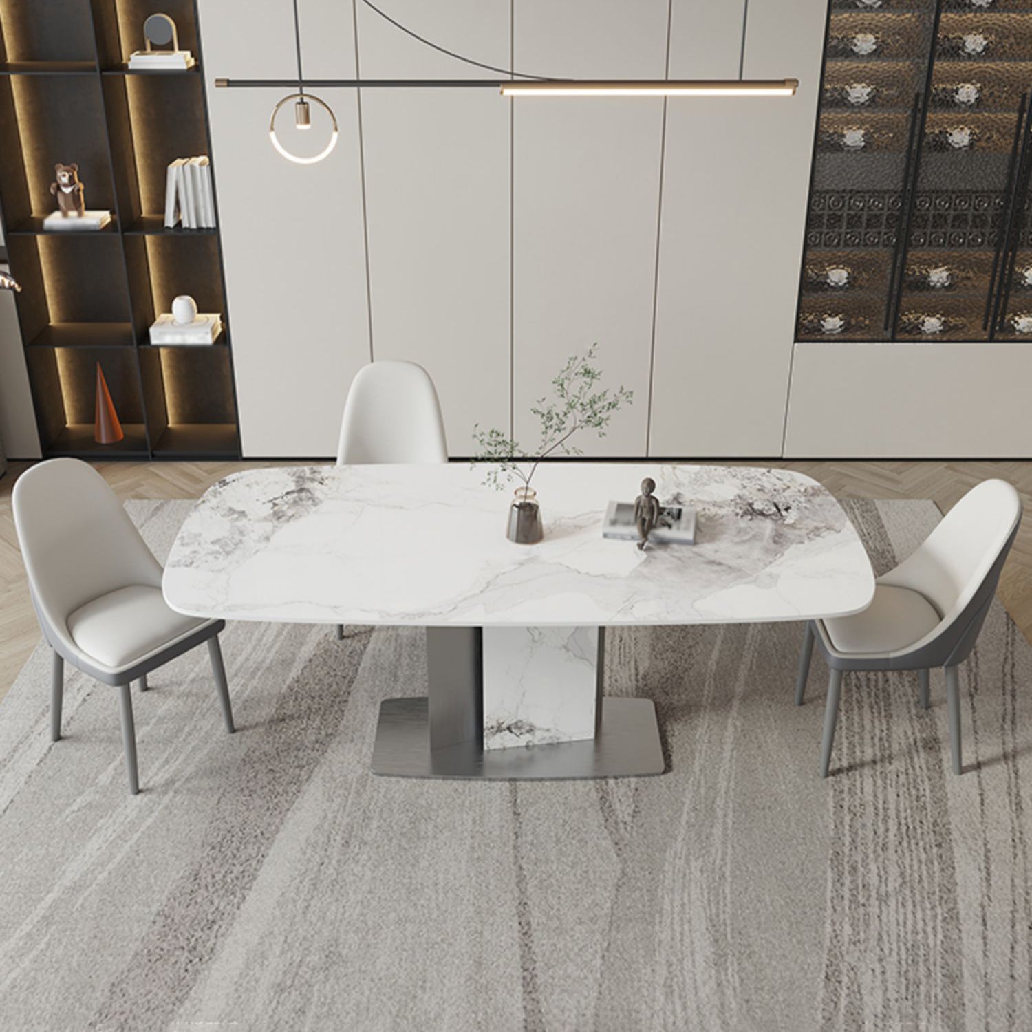 Designer Style Sintered Stone Top Dining Set E 1/2/3/5/7 Pieces Dining Table with Chairs