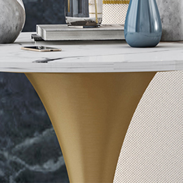 Round Sintered Stone Dining Table Traditional Luxury Dining Table with Tulip Base