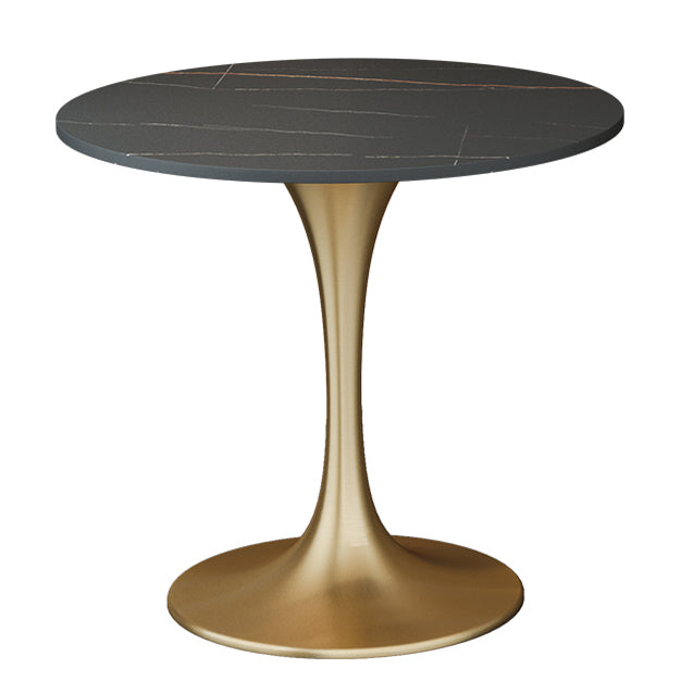 Round Sintered Stone Dining Table Traditional Luxury Dining Table with Tulip Base