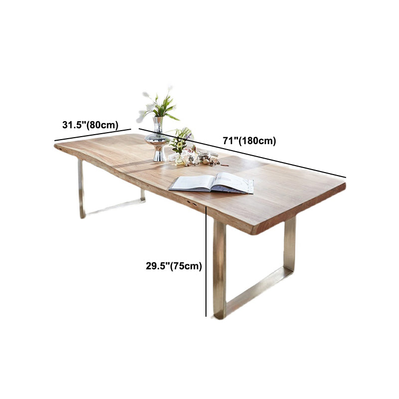 Rectangle Wood Color Dining Table Solid Wood Table Luxury with Sled Base