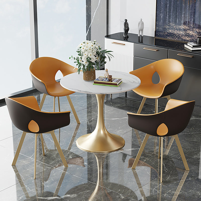 Table à manger ronde en pierre frittée Table tulipe de luxe traditionnelle