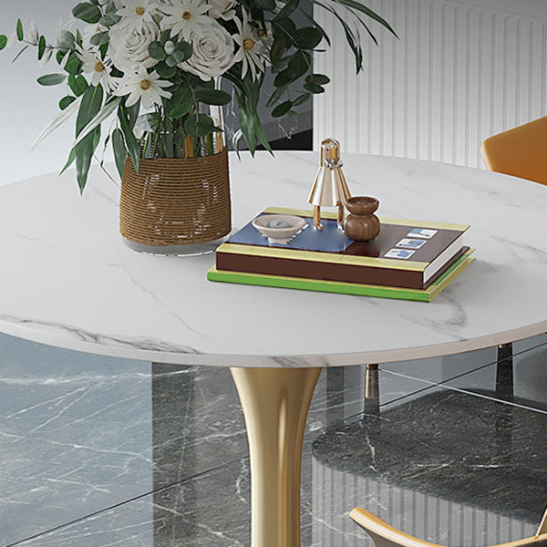 Table à manger ronde en pierre frittée Table tulipe de luxe traditionnelle
