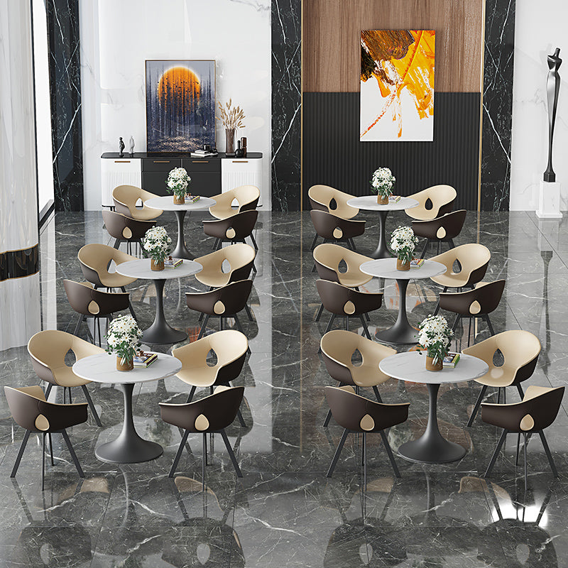 Table à manger ronde en pierre frittée Table tulipe de luxe traditionnelle