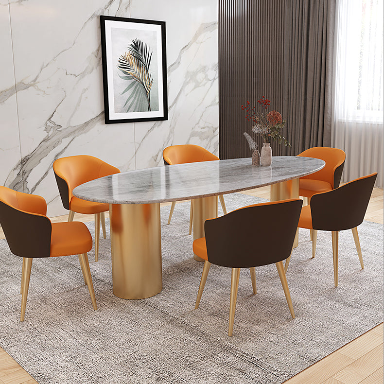 Sintered Stone Dining Table Traditional Luxury Table with Gold Frame