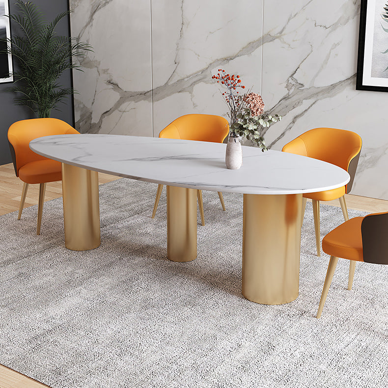 Sintered Stone Dining Table Traditional Luxury Table with Gold Frame