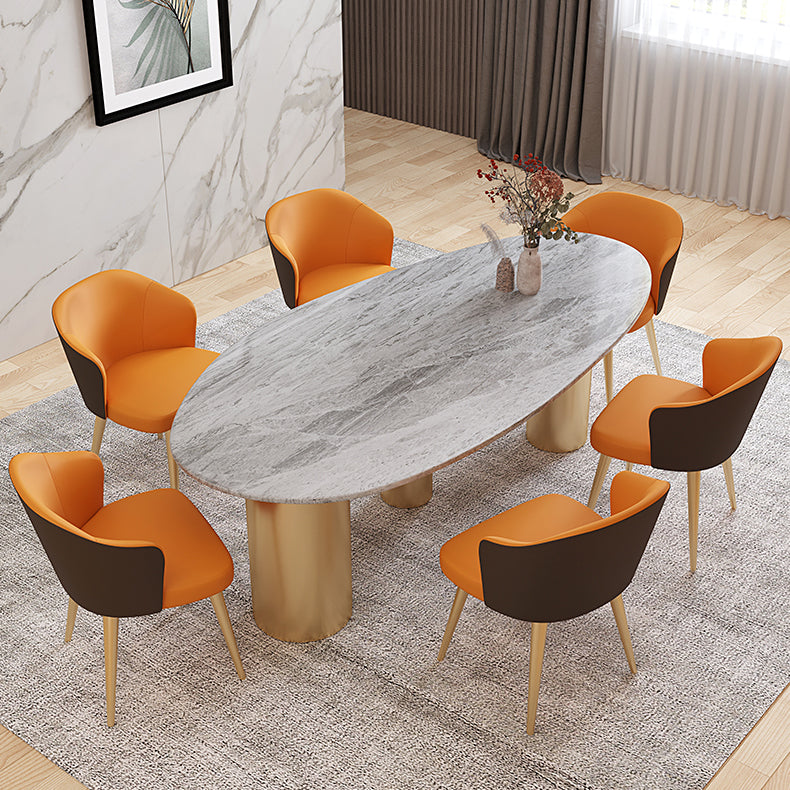 Sintered Stone Dining Table Traditional Luxury Table with Gold Frame