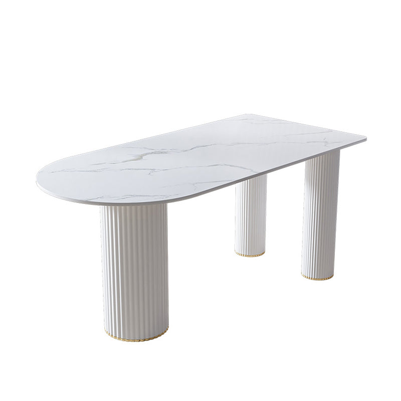 White Tripod Base Dining Table Stone Top Modern Dining Room Kitchen Table