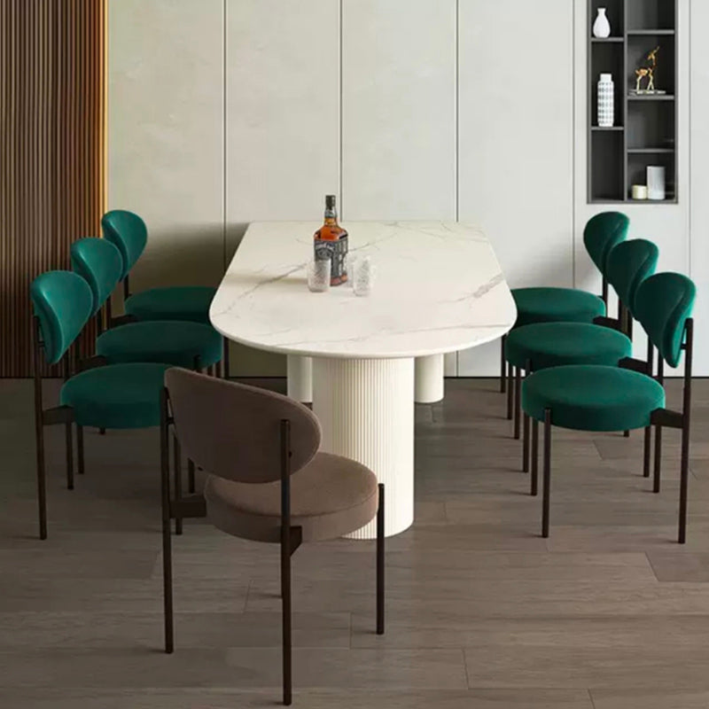 White Tripod Base Dining Table Stone Top Modern Dining Room Kitchen Table