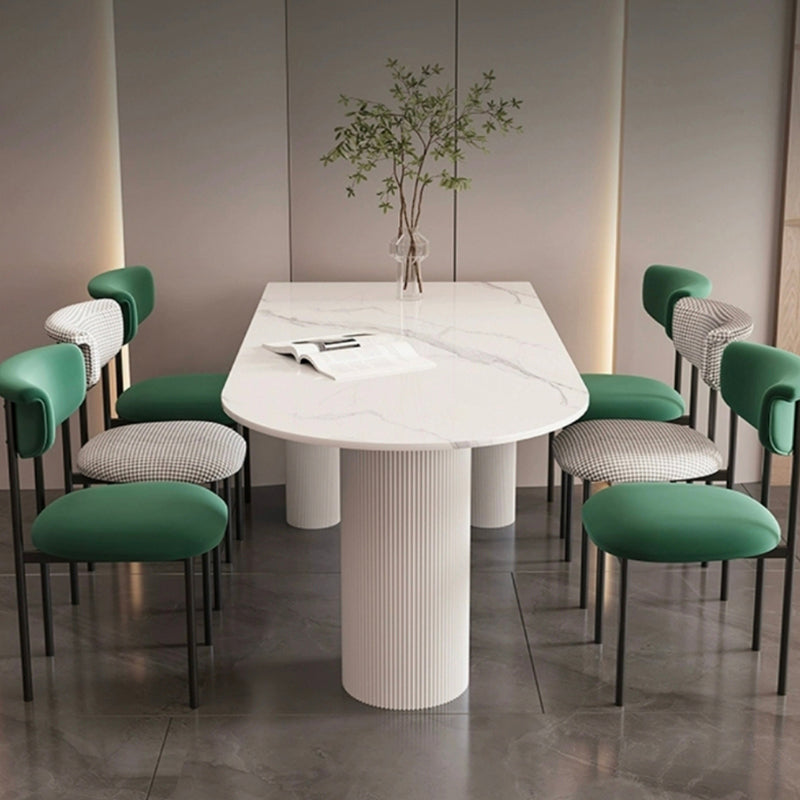 White Tripod Base Dining Table Stone Top Modern Dining Room Kitchen Table