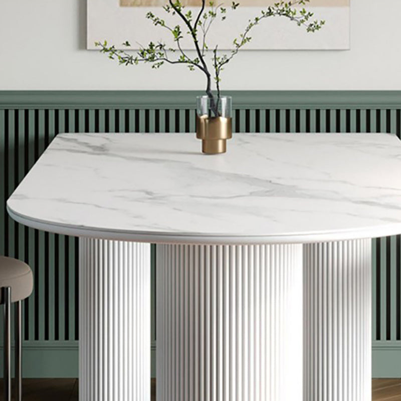 White Tripod Base Dining Table Stone Top Modern Dining Room Kitchen Table
