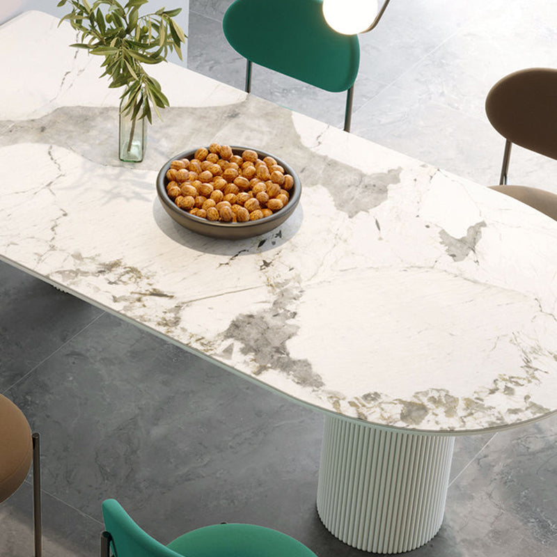 White Tripod Base Dining Table Stone Top Modern Dining Room Kitchen Table