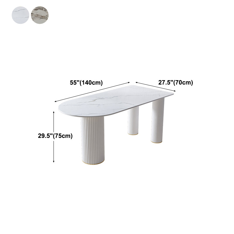 White Tripod Base Dining Table Stone Top Modern Dining Room Kitchen Table