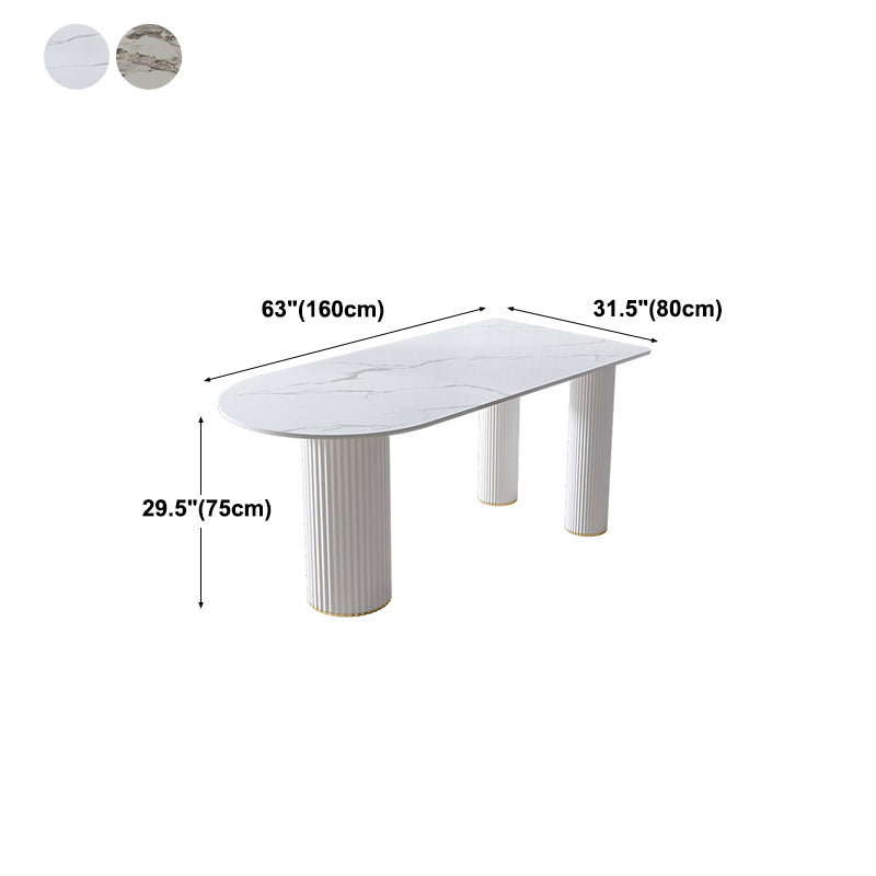 White Tripod Base Dining Table Stone Top Modern Dining Room Kitchen Table