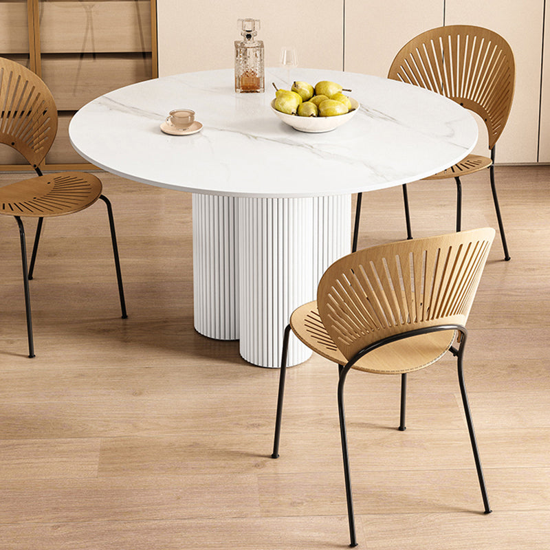 Round Standard Height Dining Table Modern White Wood Dining Site Table