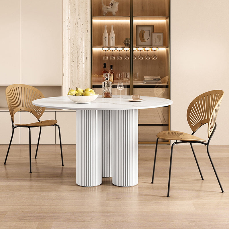 Round Standard Height Dining Table Modern White Wood Dining Site Table
