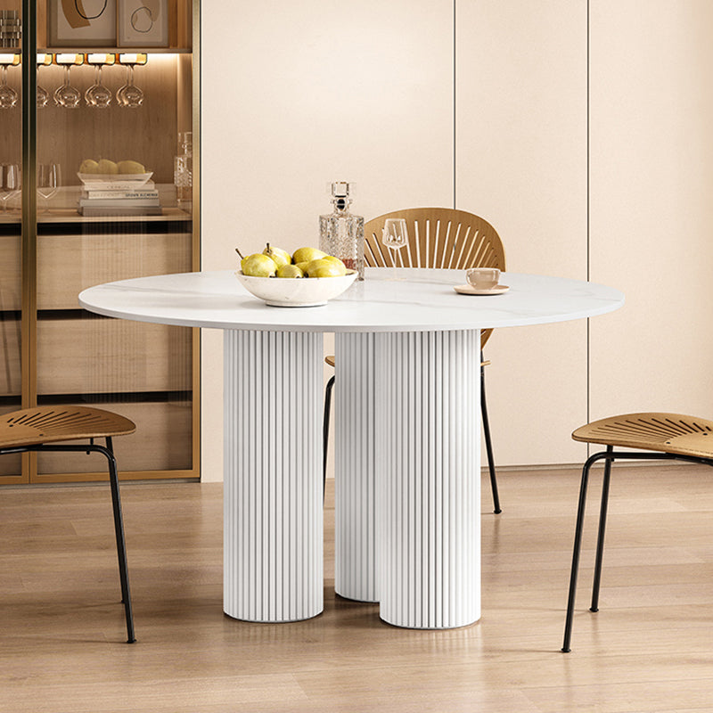 Round Standard Height Dining Table Modern White Wood Dining Site Table