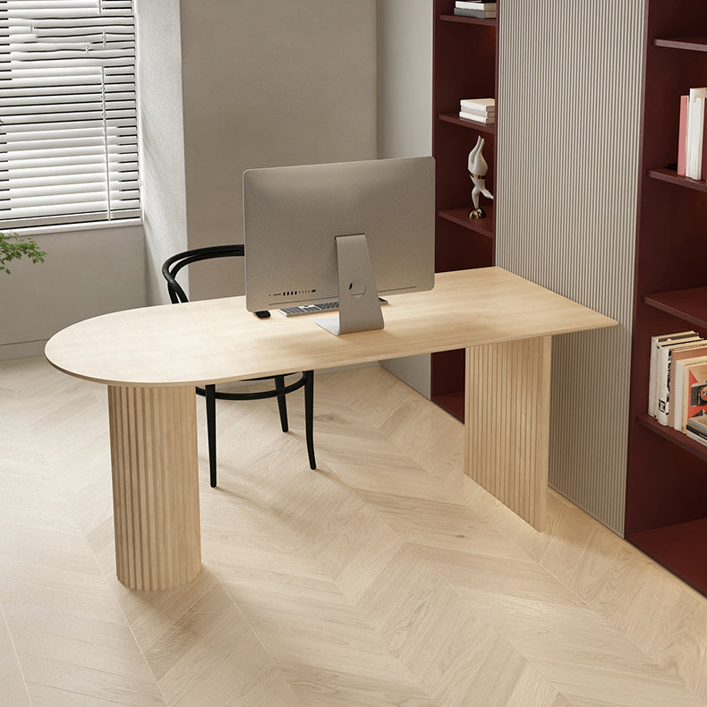 Dining Room Kitchen Table Modern Oval Solid Wood Double Pedestal Table