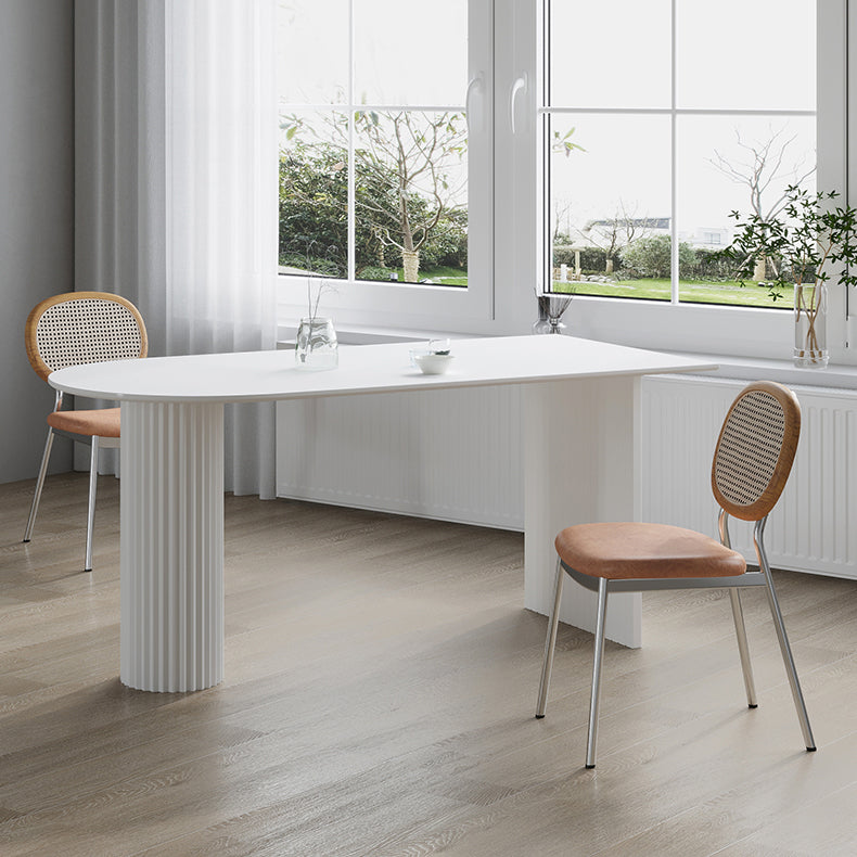 Dining Room Kitchen Table Modern Oval Solid Wood Double Pedestal Table