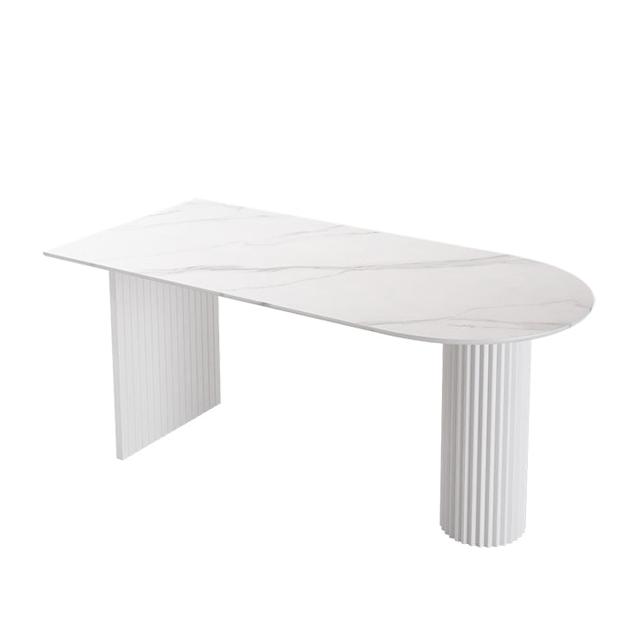 Dining Room Kitchen Table Modern Oval Solid Wood Double Pedestal Table